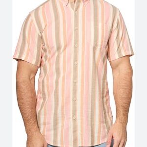 Eddie Bauer Men's Casual Striped Shirt - Pink and Tan